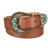 Js Jessica Simpson Turquoise With Hardware Womens Belt In Brown