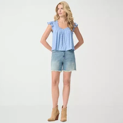 Js Jessica Simpson Womens 5 1/2" High Rise Bermuda Short In Blue