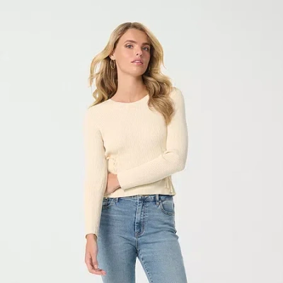 Js Jessica Simpson Womens Boat Neck Long Sleeve Pullover Sweater In Neutral