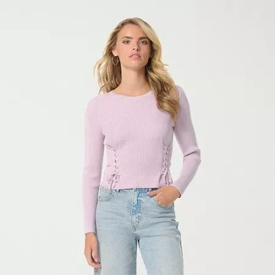 Js Jessica Simpson Womens Boat Neck Long Sleeve Pullover Sweater In Purple