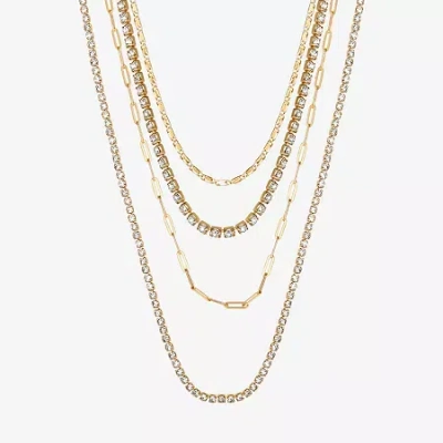 Js Jessica Simpson Womens Crystal Strand Necklace In Yellow