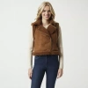 Js Jessica Simpson Womens Faux Shearling Midweight Vest Coat In Brown