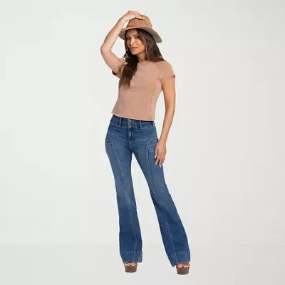Js Jessica Simpson Womens High Rise Flare Leg Jean In Blue
