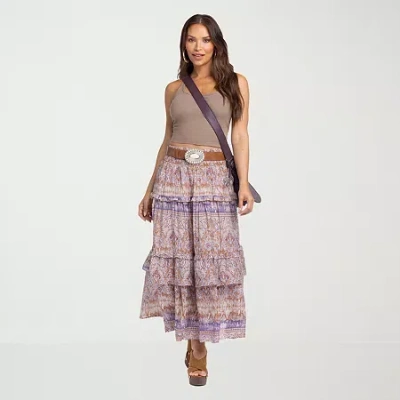 Js Jessica Simpson Womens High Rise Maxi Skirt In Pink