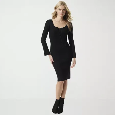 Js Jessica Simpson Womens Long Sleeve Midi Maxi Dress In Black