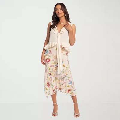 Js Jessica Simpson Womens Midi A-line Skirt In Sand