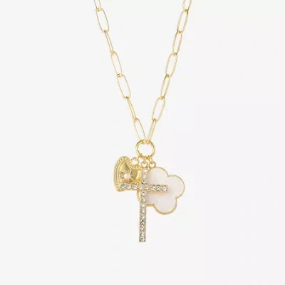 Js Jessica Simpson Womens Multi Color Alloy 18 Inch Pendant Necklace In Gold