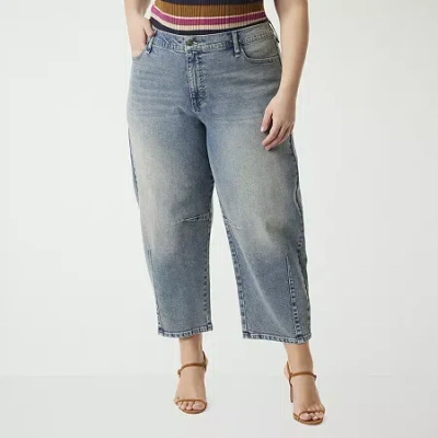 Js Jessica Simpson Womens Plus Barrel Jean In Blue