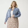 Js Jessica Simpson Womens Plus Denim Midweight Jacket In Blue