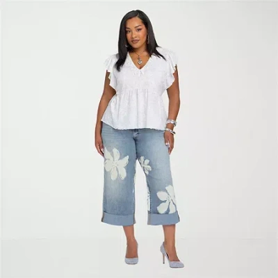 Js Jessica Simpson Womens Plus High Rise Boyfriend Jean In Blue