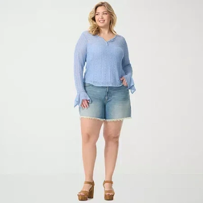 Js Jessica Simpson Womens Plus High Rise Cargo Pant In Blue