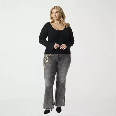 Js Jessica Simpson Womens Plus High Rise Flare Leg Jean In Blue