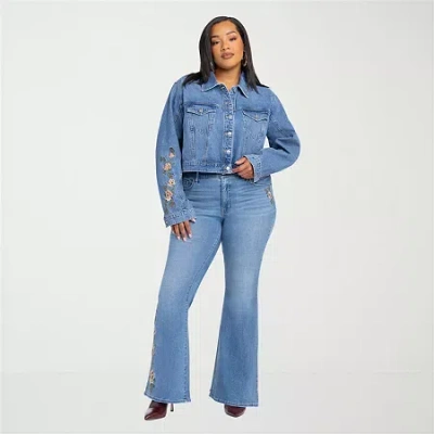 Js Jessica Simpson Womens Plus High Rise Flare Leg Jean In Blue