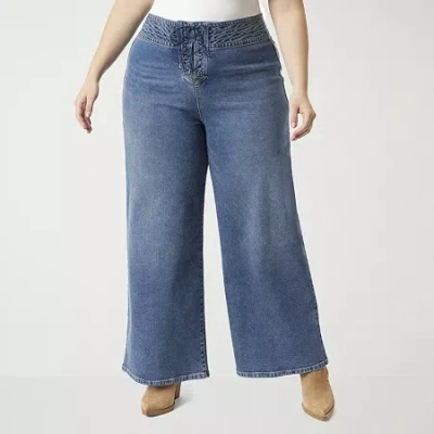 Js Jessica Simpson Womens Plus High Rise Wide Leg Jean In Blue