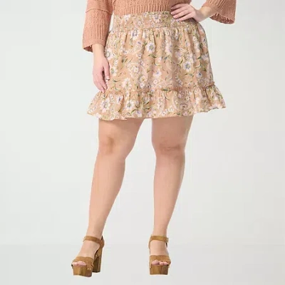 Js Jessica Simpson Womens Plus Long A-line Skirt In Sand