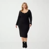 Js Jessica Simpson Womens Plus Long Sleeve Midi Maxi Dress In Black
