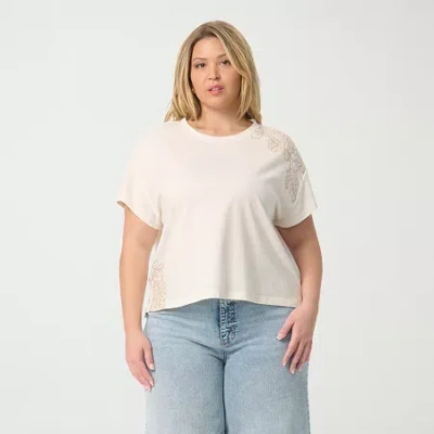 Js Jessica Simpson Womens Plus Short Sleeve Blouse In White