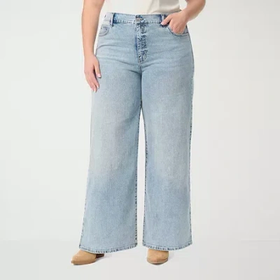 Js Jessica Simpson Womens Plus Wide Leg High Rise Pant In Blue