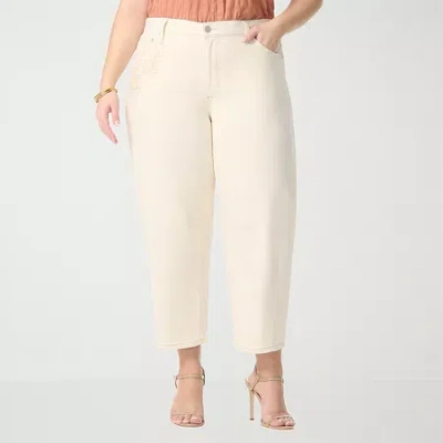 Js Jessica Simpson Womens Plus Wide Leg High Rise Pant In White