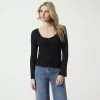 Js Jessica Simpson Womens Round Neck Long Sleeve Pullover Sweater In Black