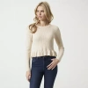 Js Jessica Simpson Womens Round Neck Long Sleeve Pullover Sweater In White
