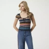 Js Jessica Simpson Womens Scoop Neck Short Sleeve Striped Pullover Sweater In Blue