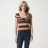 Js Jessica Simpson Womens Scoop Neck Short Sleeve Striped Pullover Sweater In Red