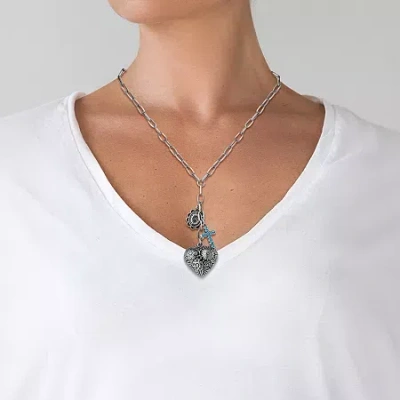 Js Jessica Simpson Womens Turquoise Turquoise Alloy 18 Inch Pendant Necklace In Yellow