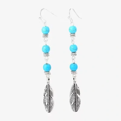Js Jessica Simpson Womens Turquoise Turquoise Drop Earrings In Silver