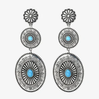 Js Jessica Simpson Womens Turquoise Turquoise Drop Earrings In Silver
