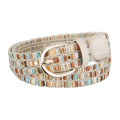Js Jessica Simpson Woven Laced Shimmer Belt Womens Belt In Sand