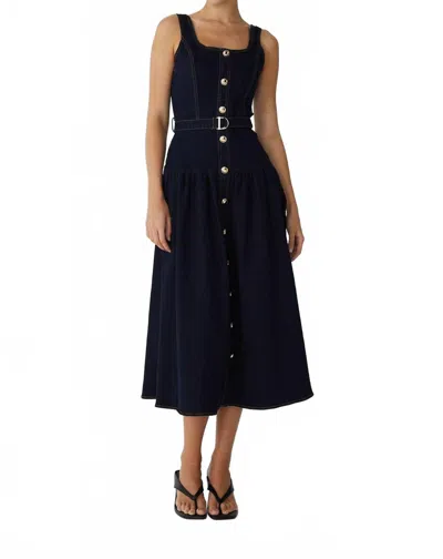 Js71 Alesia Dress In Dark Wash In Blue