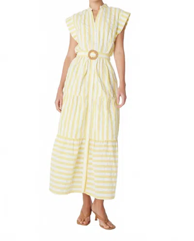 Js71 Alizia Maxi Dress In Yellow/white