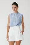 Js71 Bea Blouse In Blue/white Stripe In Blue