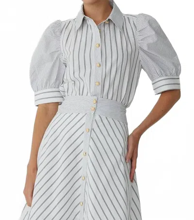 Js71 Burke Blouse In White/black Stripe
