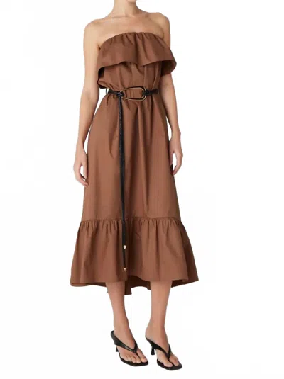 Js71 Charlee Off The Shoulder Dress In Mocha In Brown