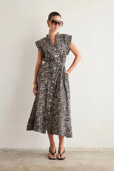 Js71 Collins Dress In Zebra In Grey