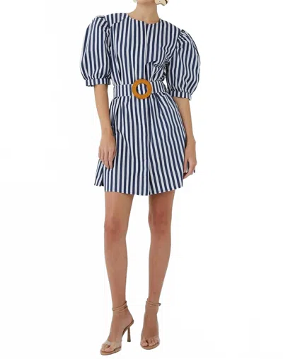 Js71 Dion Stripe Belt Dress In Nautical In Blue