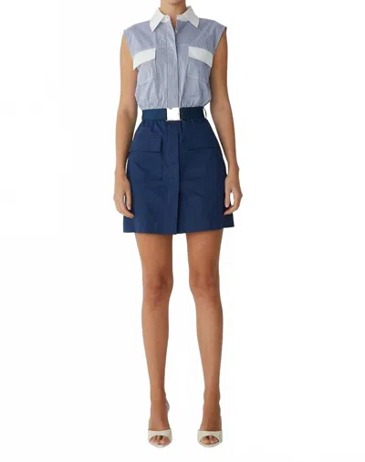Js71 Gabin Dress In Blue Stripe/navy