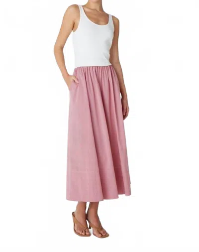Js71 Gracen Midi Dress In Red/white In Pink