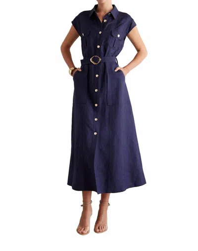 Js71 Helsa Midi Dress In Navy In Blue