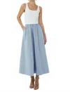 Js71 Inez Dress In White/blue Stripes In Multi