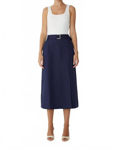 Js71 Jamis Dress In White/navy In Blue