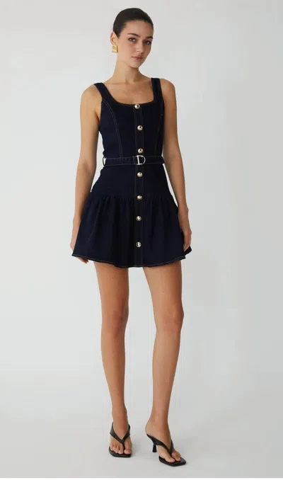Js71 Jaya Mini Dress In Dark Wash In Blue