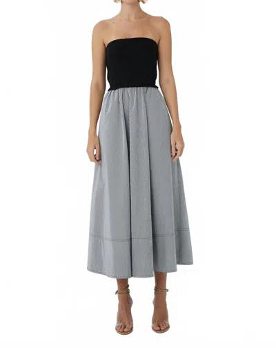 Js71 Kieran Dress In Black/white Stripe In Gray