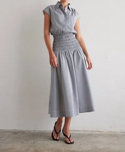Js71 Kya Midi Dress In Black And White Stripe In Gray