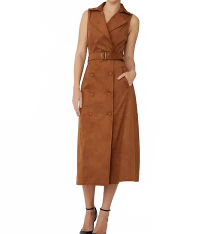 Js71 Mae Ultra Suede Long Dress In Cognac In Brown