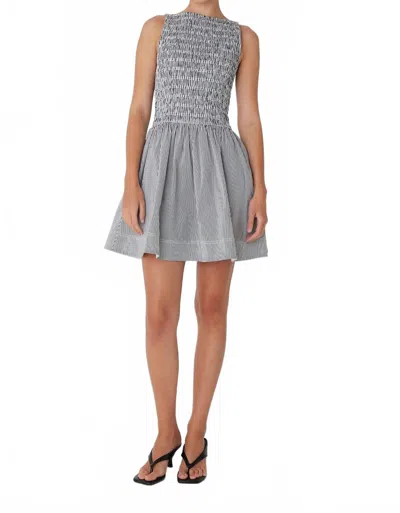 Js71 Marisol Mini Dress In Black White Stripe In Gray
