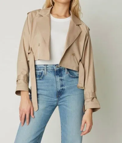 Js71 Olivia Crop Trench Jacket In Khaki In Green