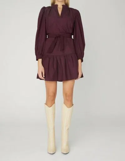 Js71 Petra Belted Dress In Bordeaux In Blue